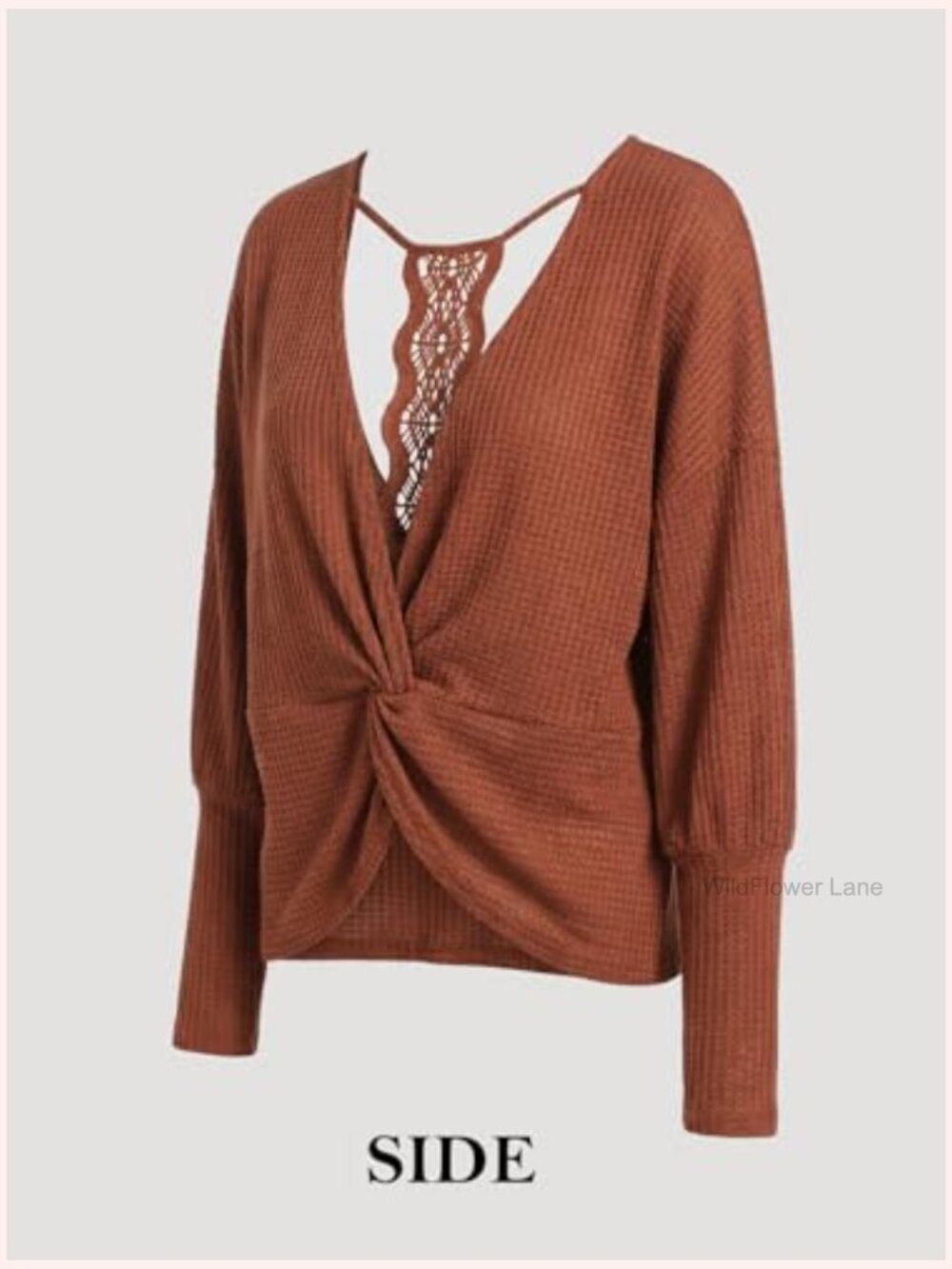 Long Sleeve Crewneck Blouse Ribbed Knit Tunic Top - Picture 3 of 7